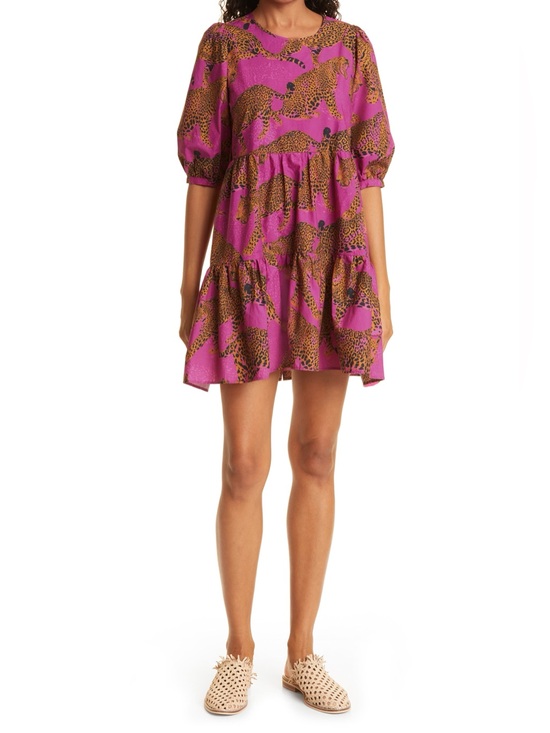 FARM Rio Dresses & Skirts - Farm RioPink Leopard Print Tiered Mini Dress